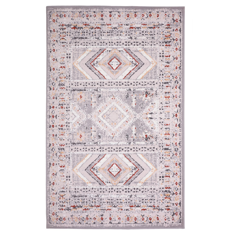 Tapis gris pâle Southwestern, Rectangle 7 pi 8 po x 11 pi