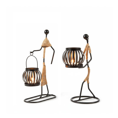 2 Piece Metal Tabletop Candlestick Set