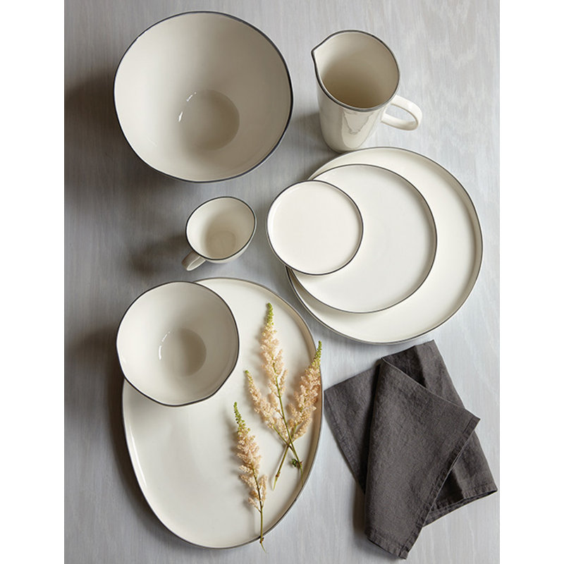 Canvas Home Abbesses Colored Rim Porcelain Serving Platter, Blue Rim