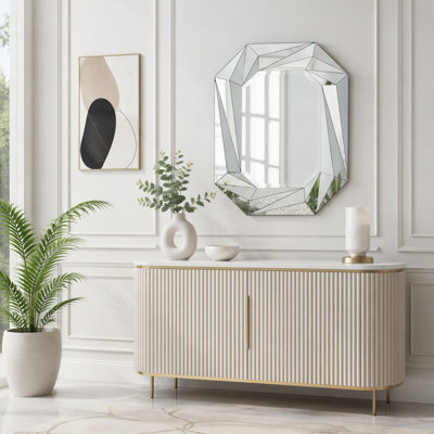 Diamond Shaped Large Wall Mirror for Decor Elegant Living Room