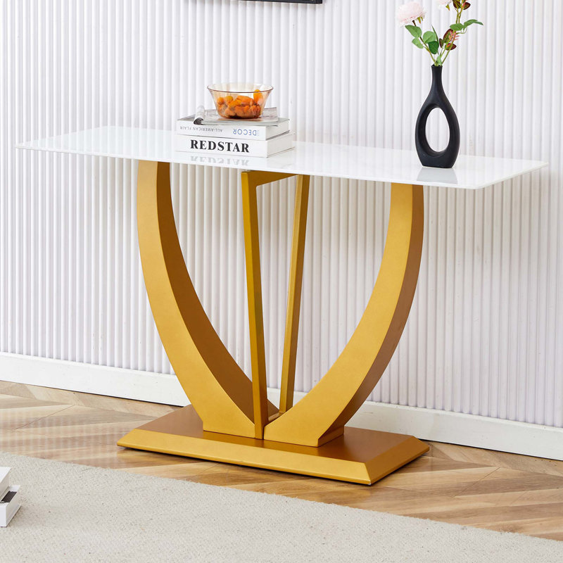 Modern Minimalism Rectangular Glass Table, With Tempered Glass Table Top And MDF Legs