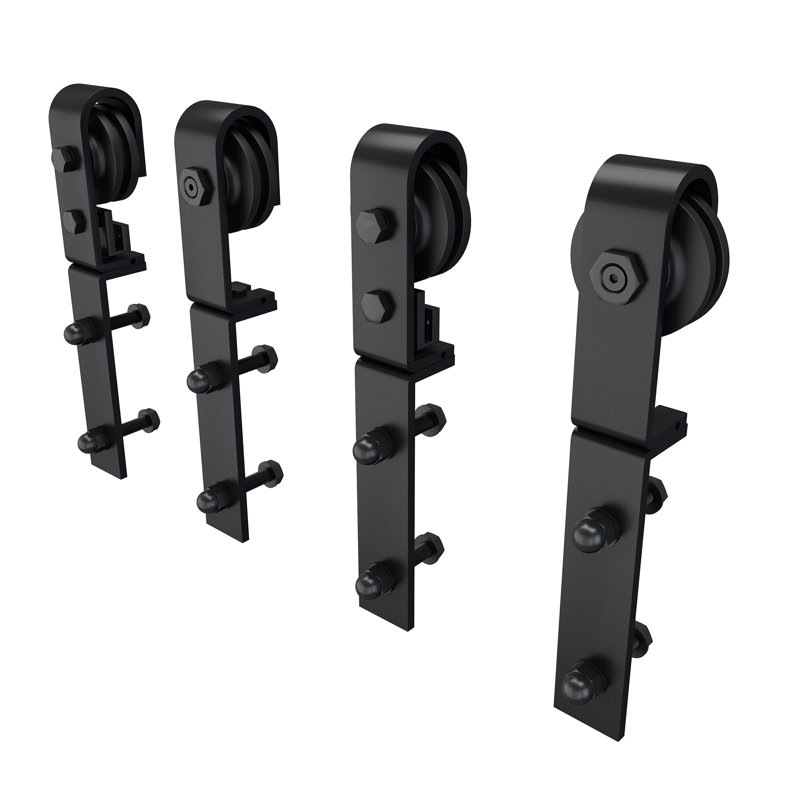 JUBEST Matte Black Steel Bi-folding Standard Double Door Barn Door Hardware Kit (Doors Not Included), 75.6 in.