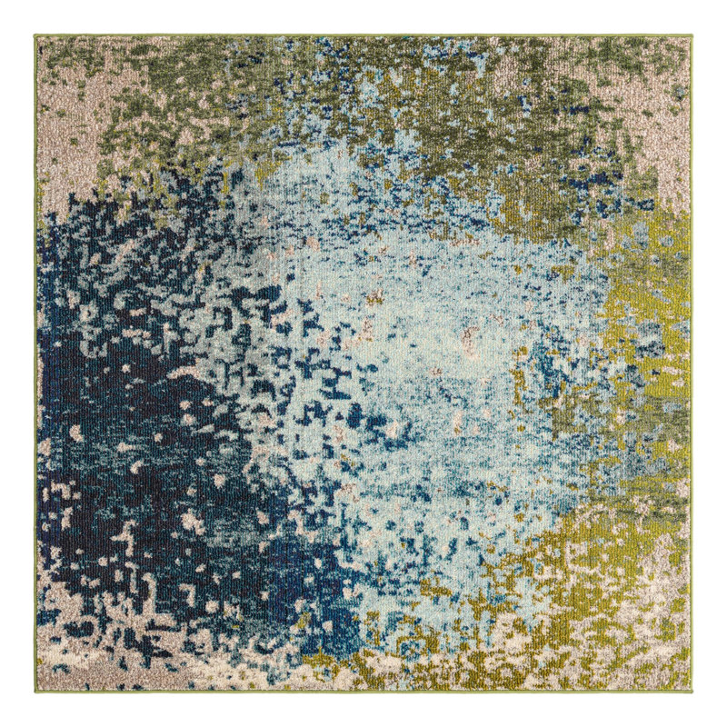 Rizer Washable Abstract Indoor Rug, Square 4'