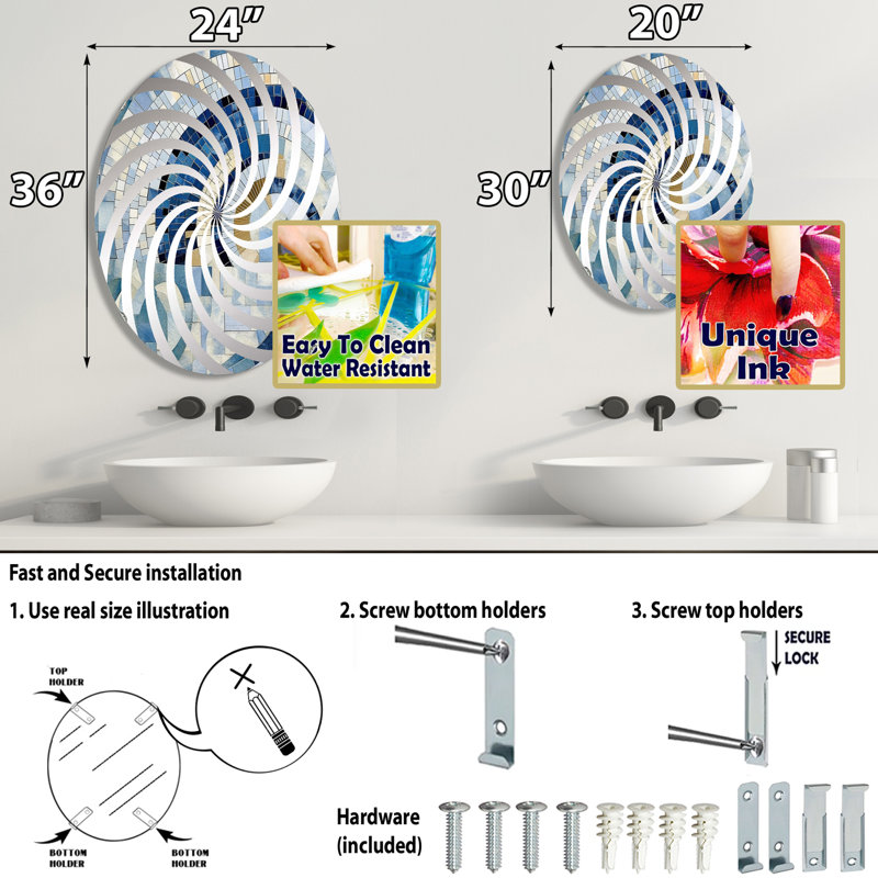 Miroir décoratif Vortex Gold Constructing Blue Realms IV MIR102493 O, L 20 po x H 30 po