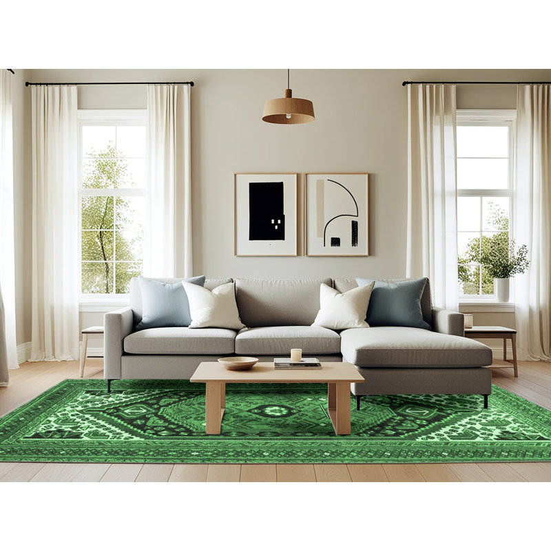 Washable Oriental Indoor Rug, Rectangle 6' x 9'