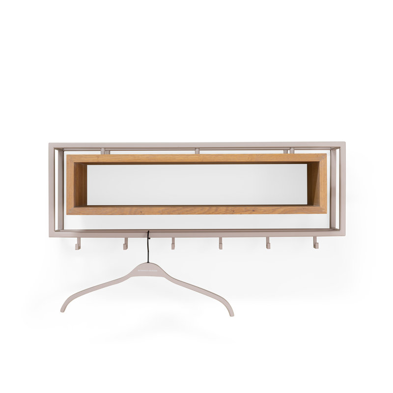 School 8 - Hook Wall Mounted Coat Rack with Storage , Silky Taupe