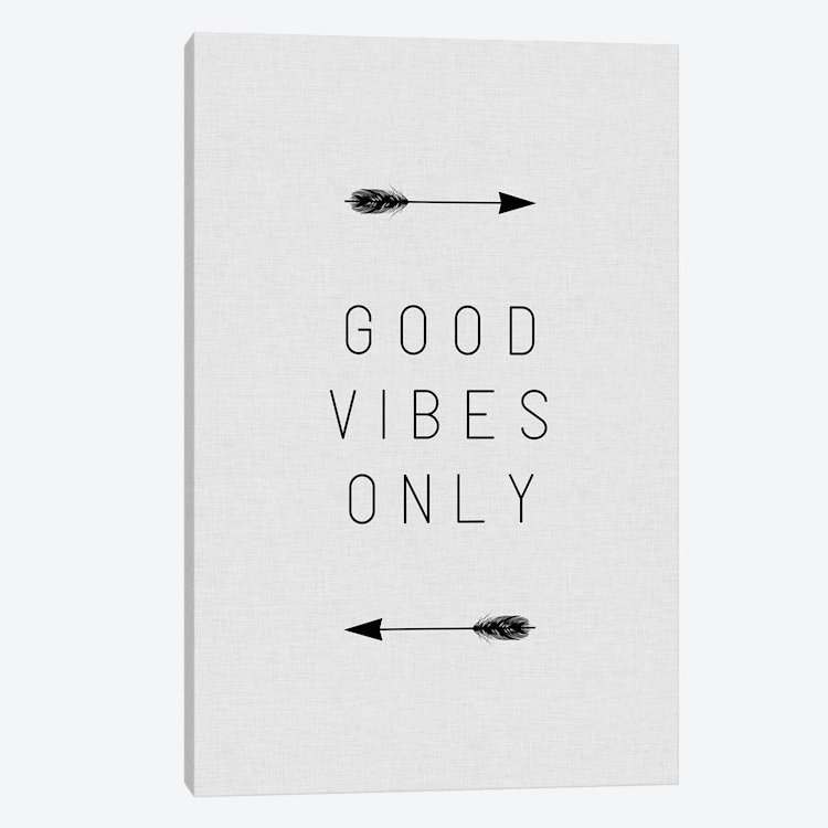 Good Good Vibes Only Arrow par Orara Studio - Impression sur toile tendue sur châssis, H 40 po x l 26 po x P 1,5 po