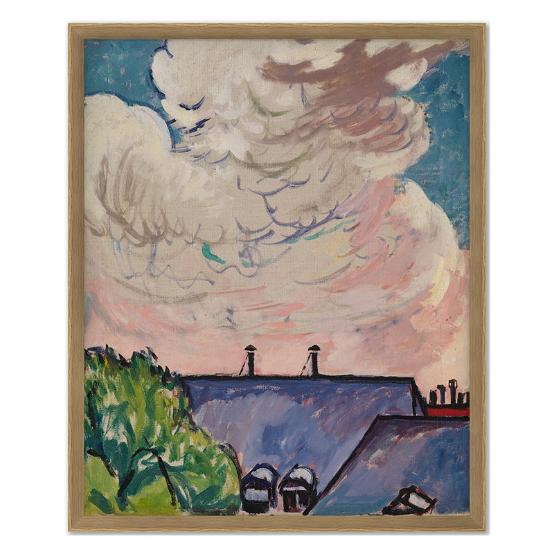 Été 2022, nuages encadrés sur toile par Grand archives, Chêne encadré d'une seule photo, H 28 po x l 23 po