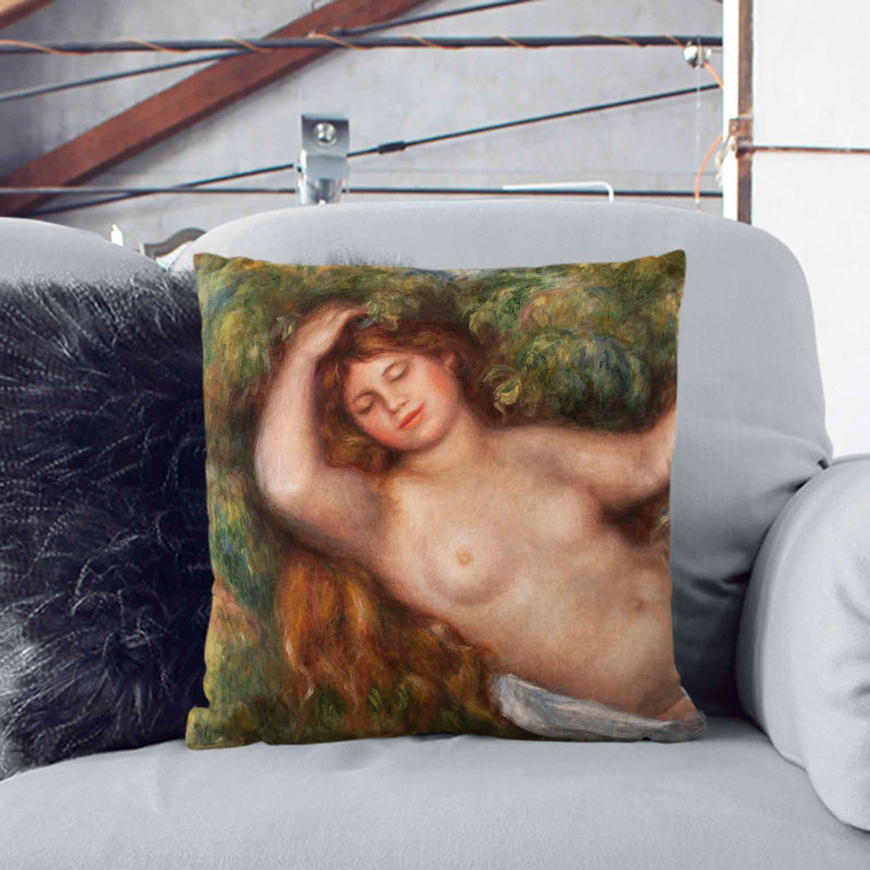 Reclining Nude Square Throw Cushion, Black, 40cm H x 40cm W x 15cm D