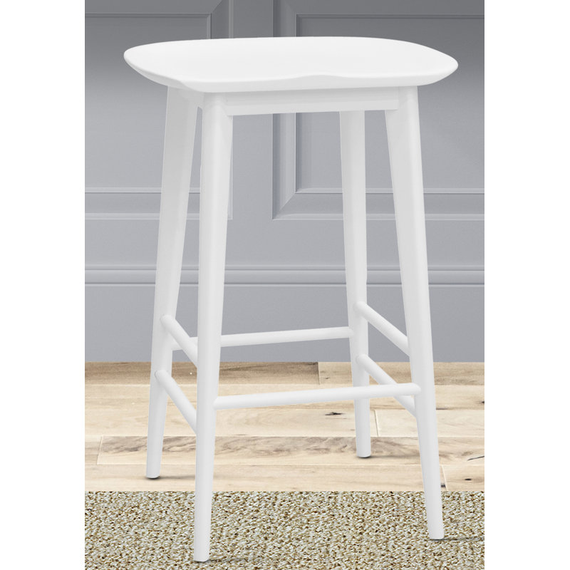 Pedrick Solid Wood Counter Stool, White, Counter Stool (24" Seat Height)