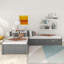 L-Shaped Platform Bed With Trundle And Drawers Linked With Built-In Desk,Twin-792039619