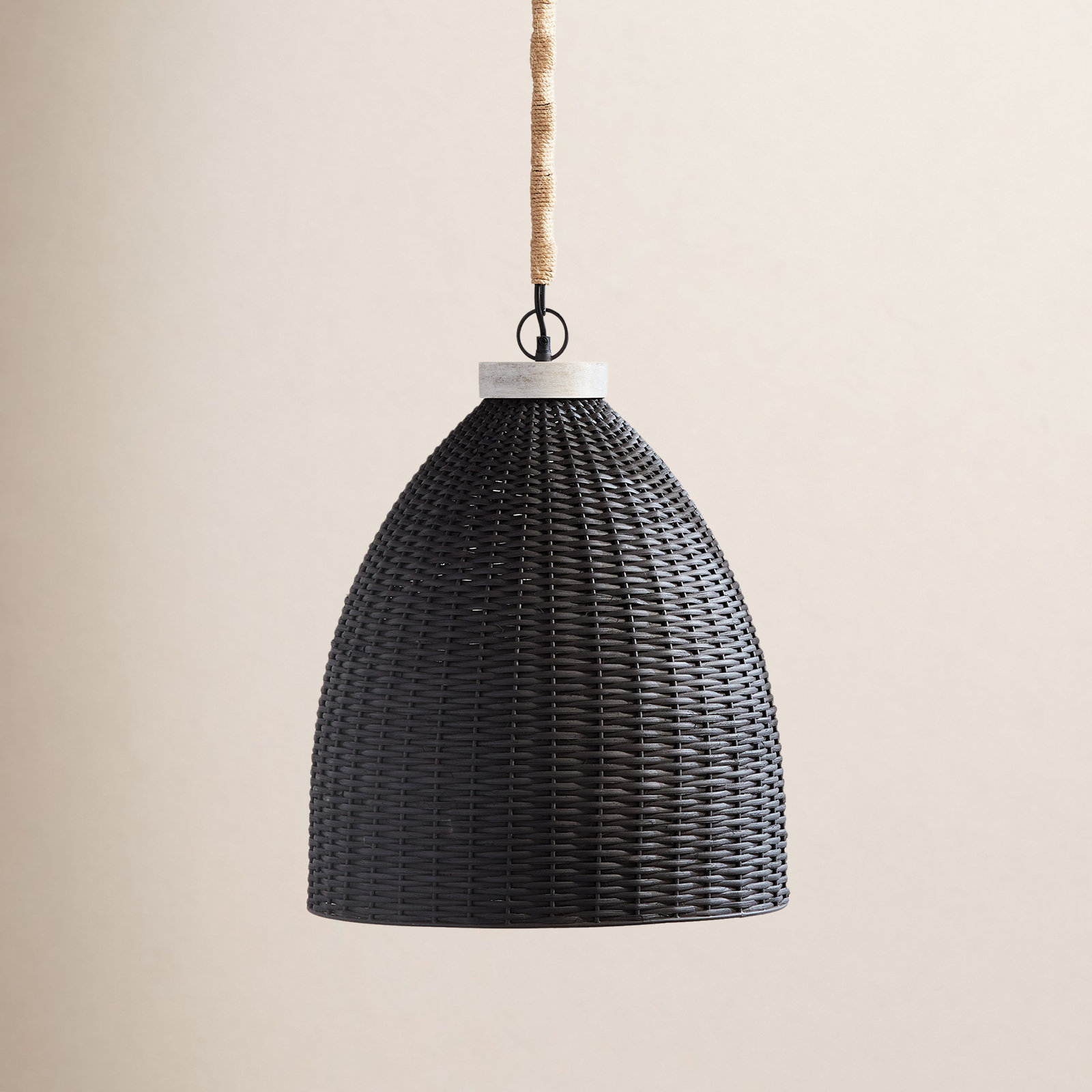 Olsen Single Light Rattan Dimmable Pendant, 92" H x 18" W x 18" D , Blackwash