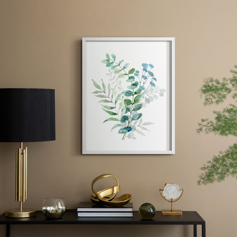«Blue Mist Eucalyptus II», reproduction encadrée - bois massif, H 21 po x l 17 po, Blanc