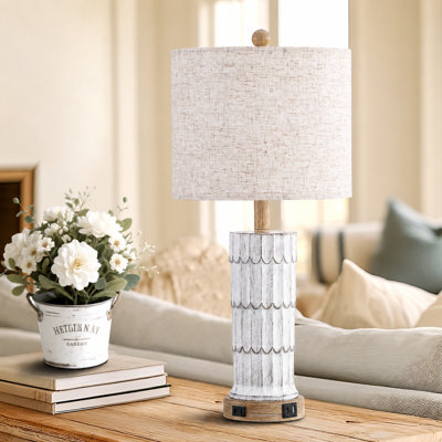 Lampe de table simple en résine 25 po avec USB, ports Tyoe-C