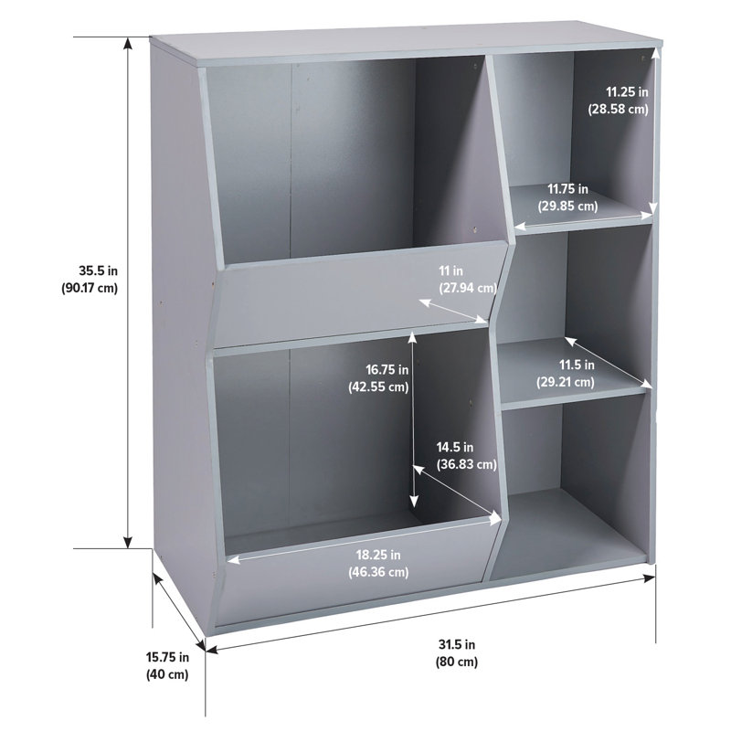 Gray Melamine Kids Toy Storage Unit with Cubes