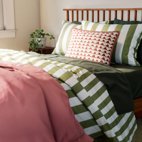 Folded white duvet.
