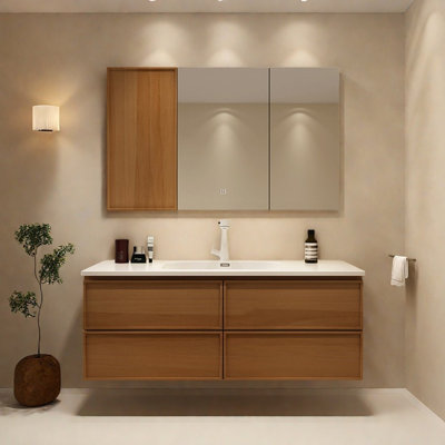 Retro simple style light luxury bathroom cabinet
