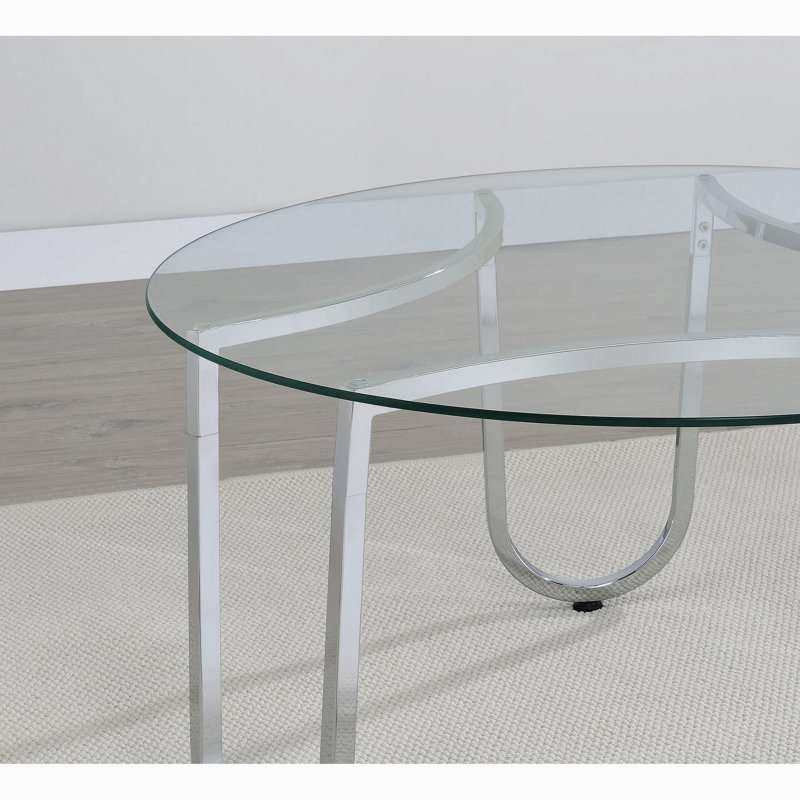 Dutton Chrome Round Glass Top End Side Table