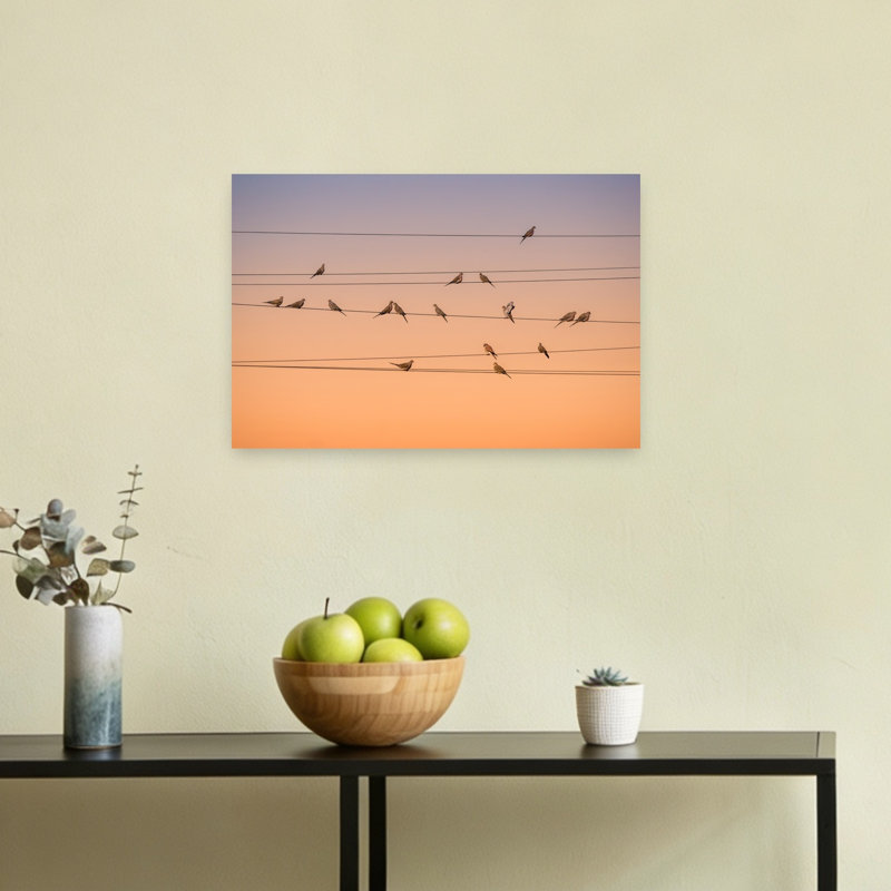 Peaceful Doves Golden Hour Colorful Peaceful Tranquil Bird Nature Sunset Wall Art Print 1 Piece Wrapped Canvas Wall Art