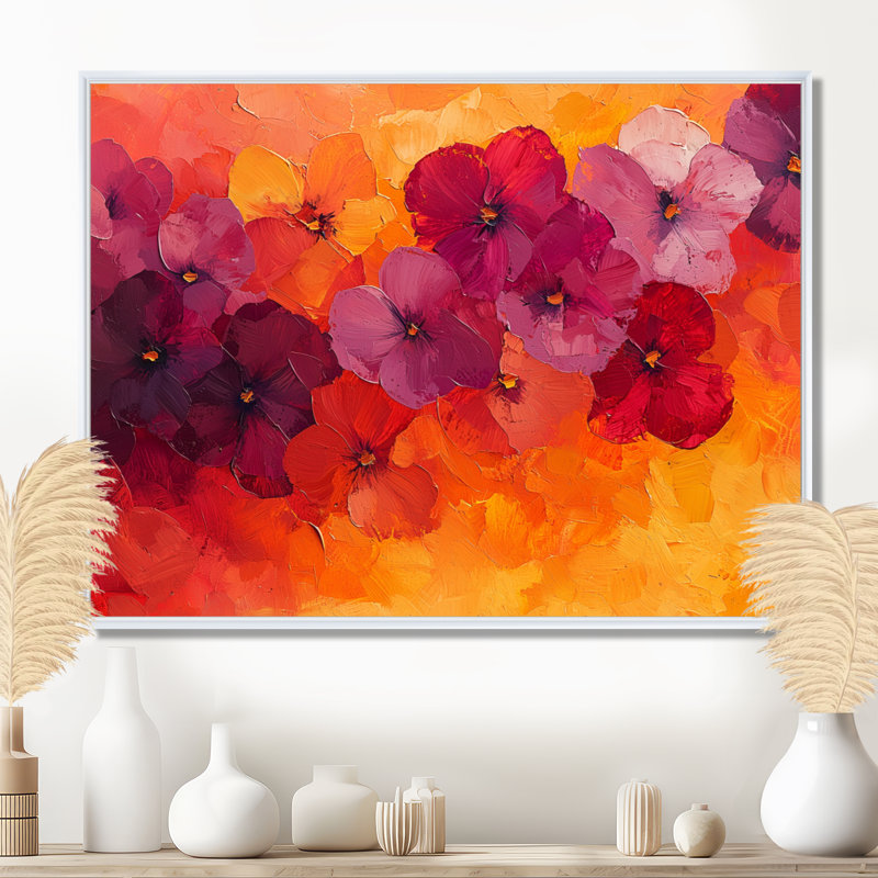 Johannsen, «Autumn Dance Of The Sunset Poppies VI», art mural coquelicots, H 30 po x l 40 po, Impression encadrée flottante