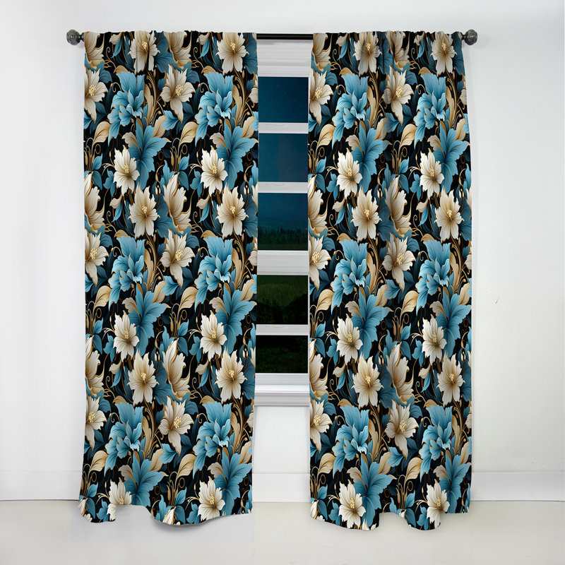 Rideau à motif floral motif cachemire Zen Tranquility II - 1 panneau, L 52 po x L 108 po