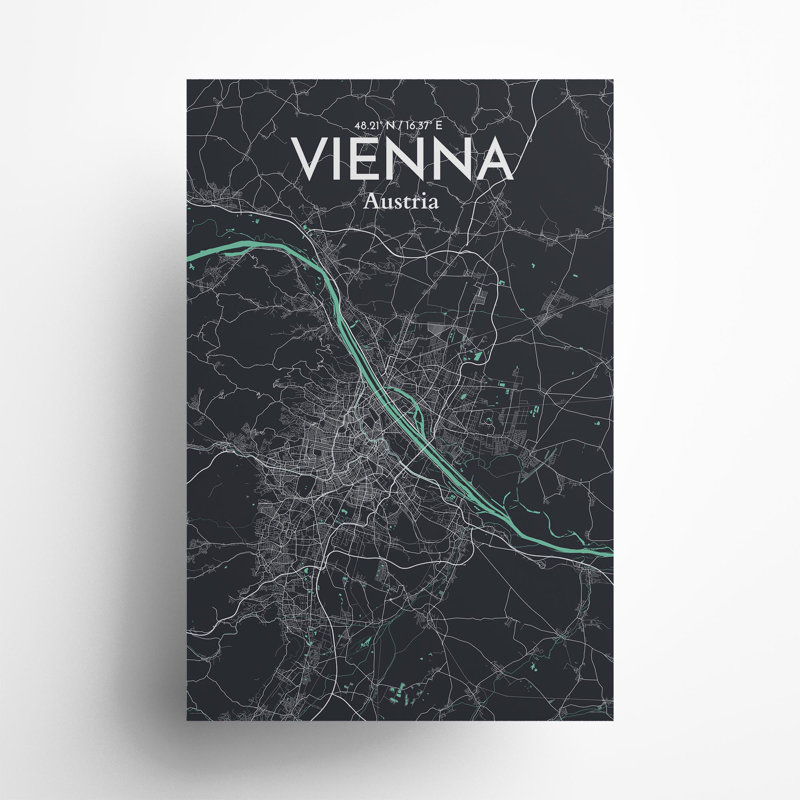 Vienna City Map In Dream - No Frame Print, 36cm H x 24cm W x 0.05cm D