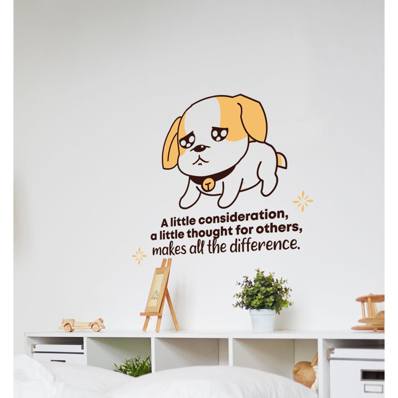 Décalcomanie murale chiot en vinyle, H 20 po x l 40 po
