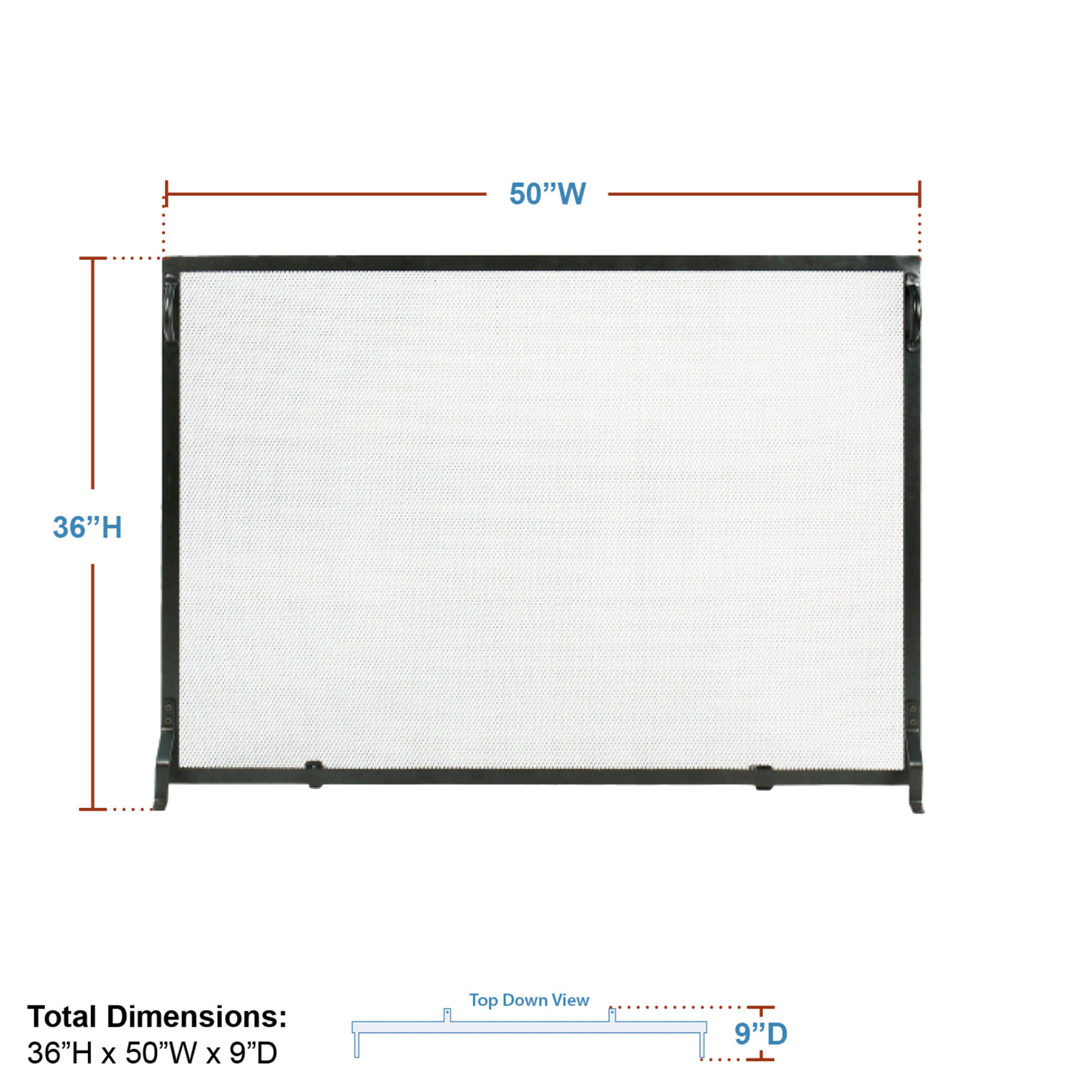 Anja Single Panel Iron Fireplace Screen, 36" H x 50" W x 4" D