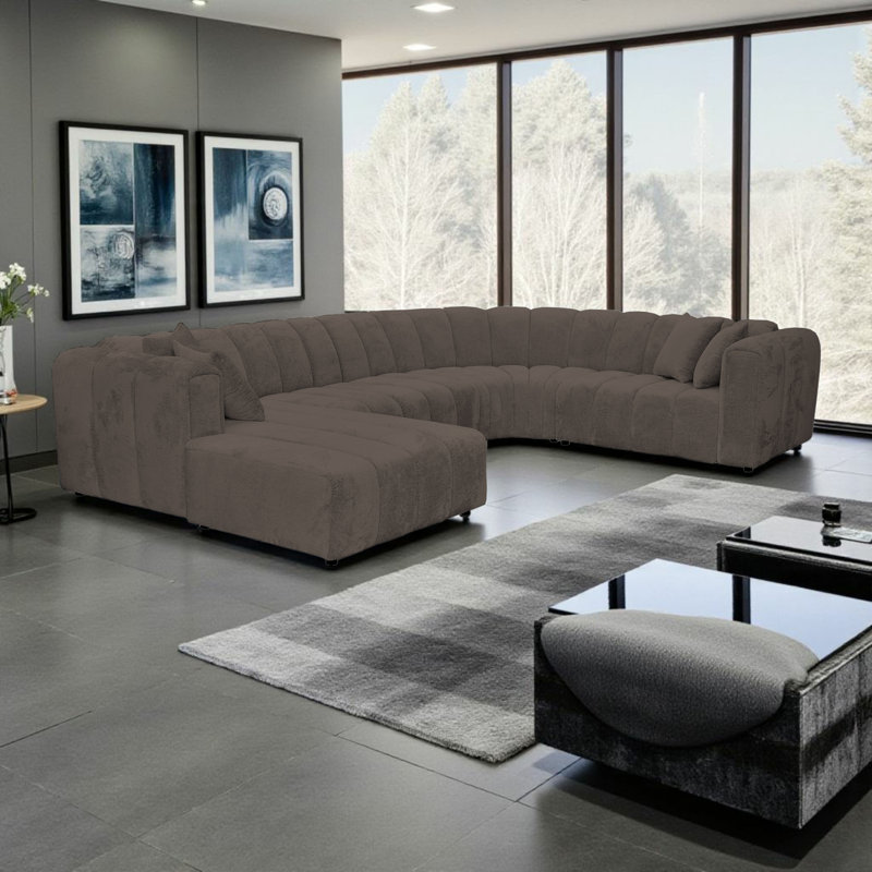 5 Seater Corner Sofa, Left Hand Facing, Dark Brown