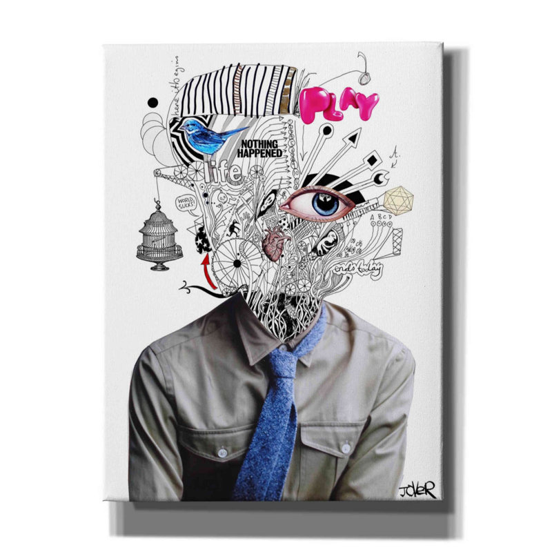 «The Introspect» par Loui Jover, toile, art mural, H 16 po x l 12 po x P 0,75 po