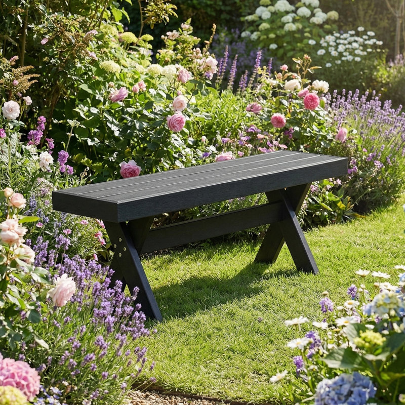 Patio Bench For Yard, Lawn And Poolside, Easy Assembly, All-weather Resistant, Black