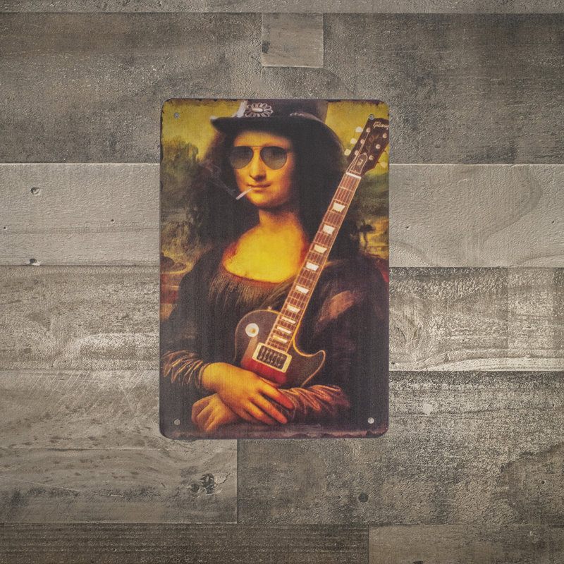 Drôle de barre oblique Mona Lisa, panneau de métal, musique, chambre à coucher, homme, grotte, bar, décoration murale