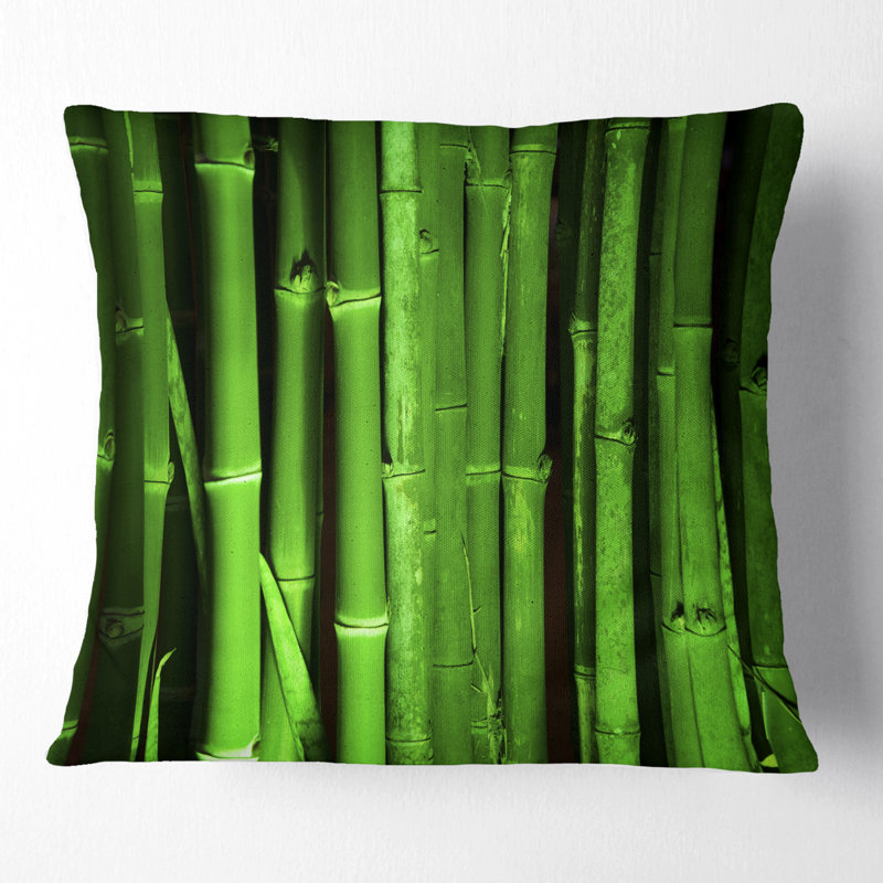 Vert forêt de bambou - coussin à imprimé floral, 16 po x 1 po, Coussin décoratif