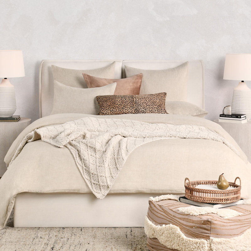 Brooke Duvet Cover, Queen Duvet Cover, Beige