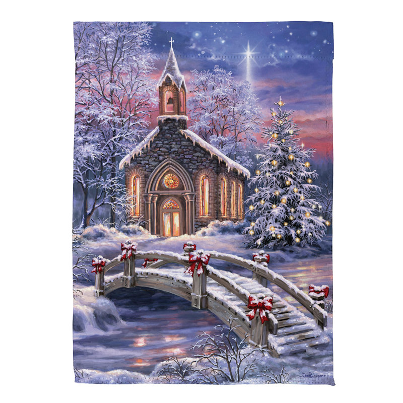 Drapeau de jardin en daim Vibrant Winter Church