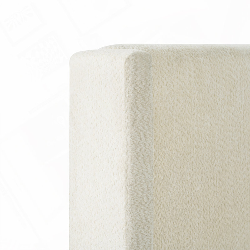 Structure de lit en tissu avec tête de lit rembourrée Boucle, Grand lit, Jaune / Blanc