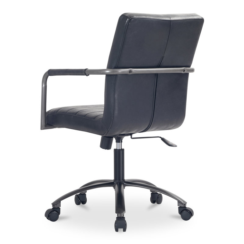 Roy Leather Swivel Office Chair, Dark Blue