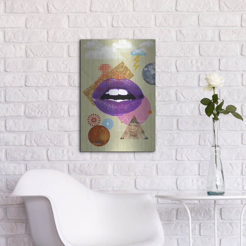 «Retro Kiss» par Elo Marc, art mural en métal, H 24 po x l 16 po