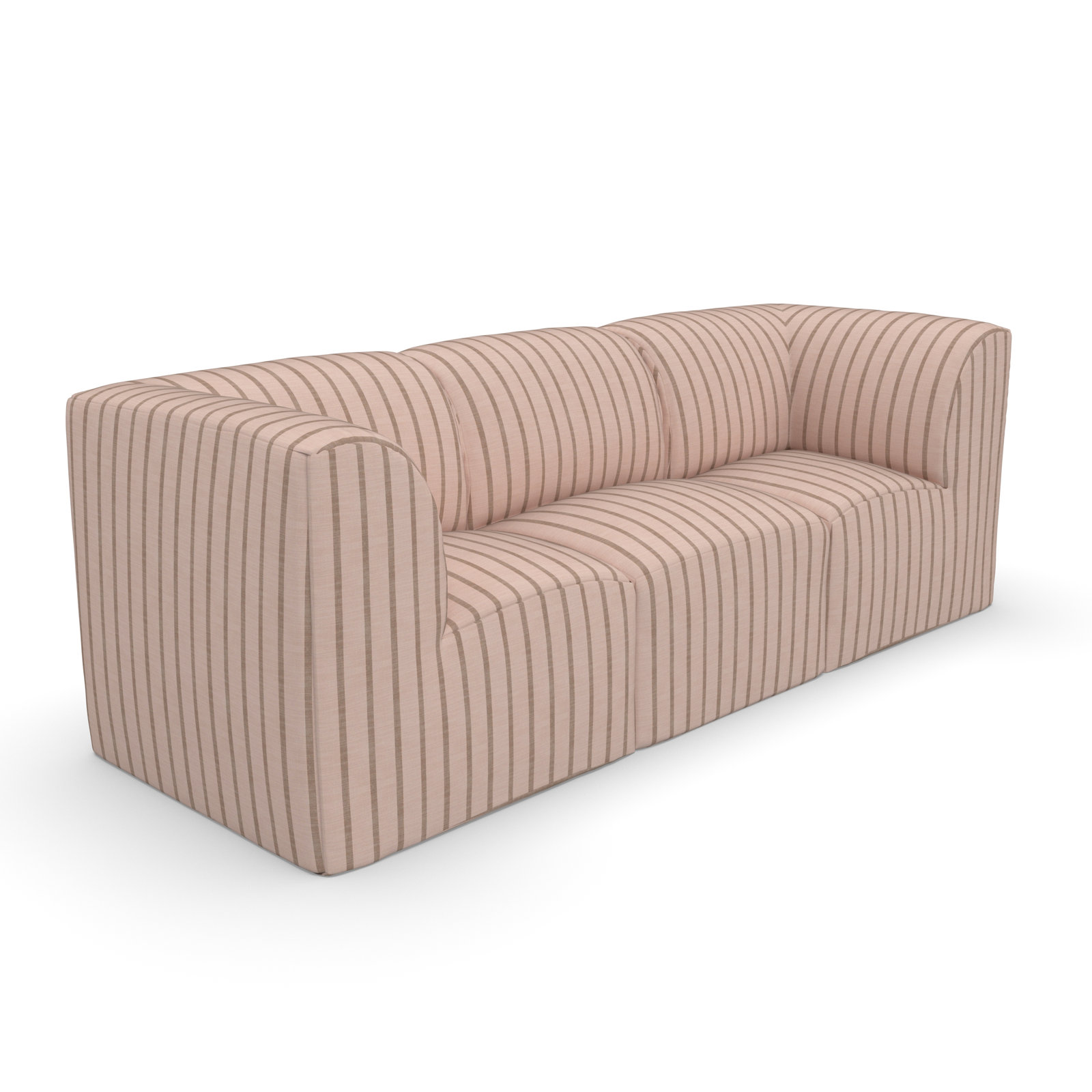 Praia 96" Sunbrella® Patio Sectional, Pink Striped Sunbrella®