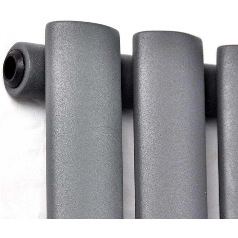 iBathUK Princia Horizontal Single Oval Panel Radiator Angled Valve, Grey, 600cm H x 1020cm W x 55cm D