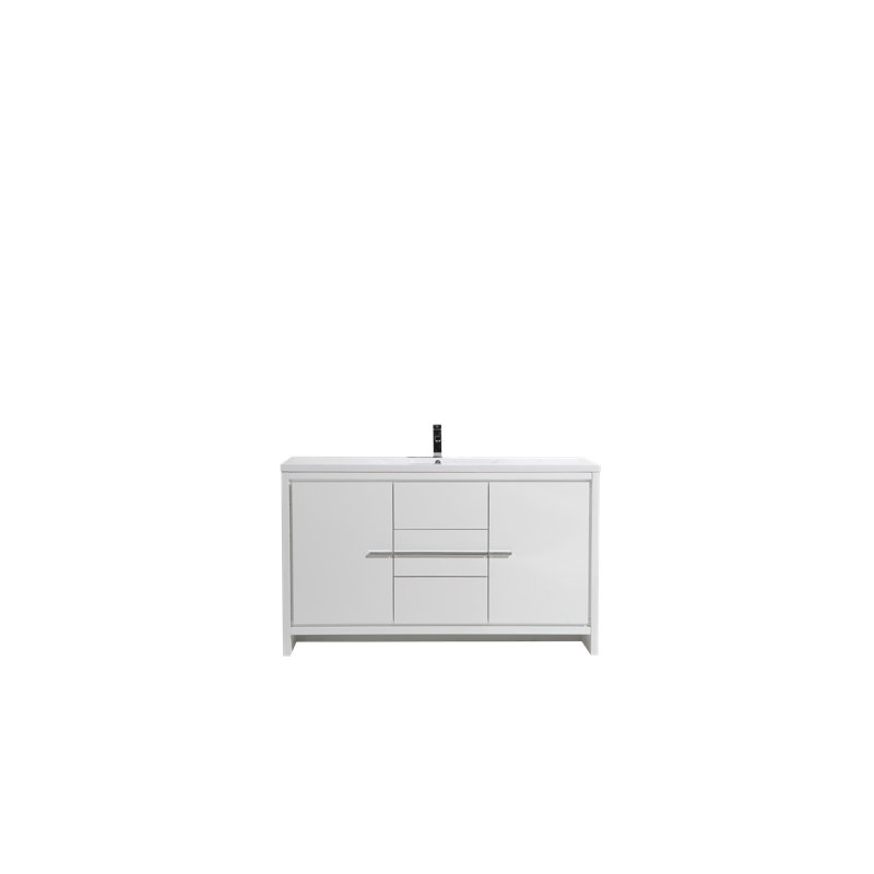 Melillo 58.5'' Single Bathroom Vanity Base Only, High Gloss White