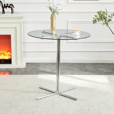 Round Glass Top Metal Base Dining Table
