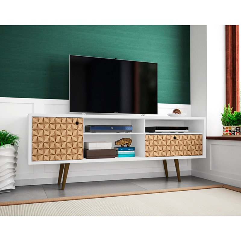 Meuble télé 71 po Liberty, Naturel / Blanc