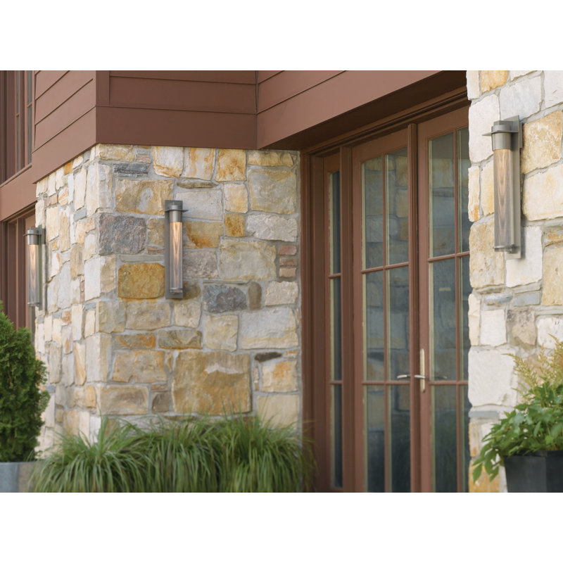 Airis Outdoor Flush Mount, Seeded Clear, Coastal Black, 18.3" H x 4.5" W x 4" D