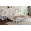 Ensemble de chambre à coucher de style rétro 4 pièces, grand lit plateforme avec tête de lit en forme de gourde, table de chevet et banc de rangement avec pieds tournés, blanc