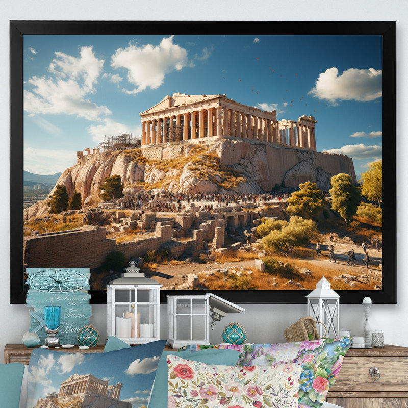 " Greece Acropolis Majesty ", H 30 po x l 40 po, Cadre simple noir