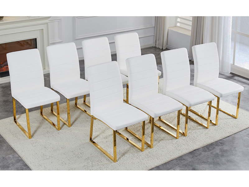 Ensemble de 8 chaises robustes: coussin de 2,1 po d'épaisseur, structure en fer, parfait pour la maison ou le bureau. Couleurs classiques, bon rapport qualité-prix