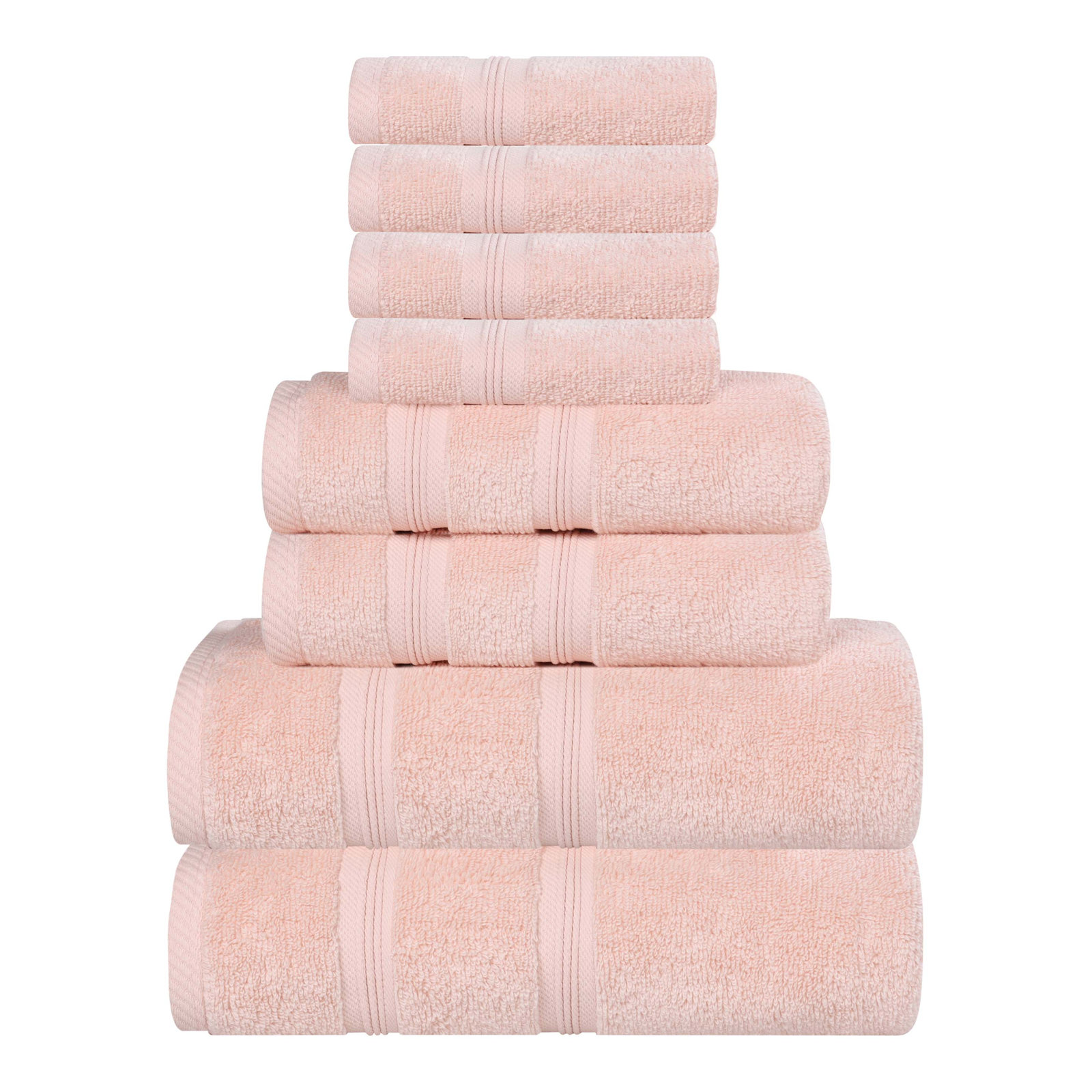 8-Piece Zero-Twist Cotton Towel Set, Peach