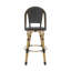 Ensemble de 2 tabourets de bar 29,5 po d'extérieur en rotin PE et aluminium, finition noire et bambou-385568786