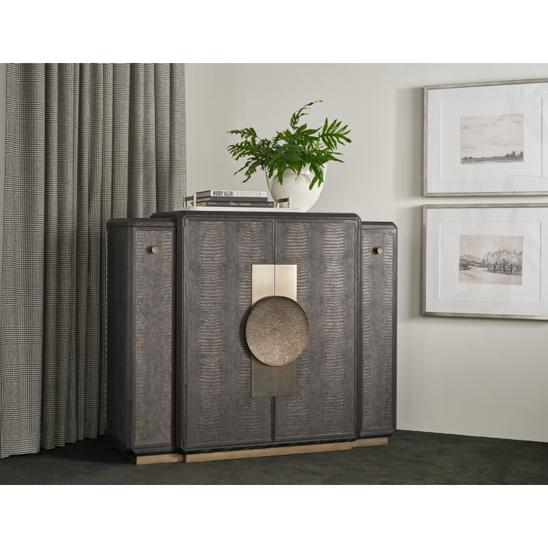 Spencer ST. James Solid Wood Bar Cabinet, Argento